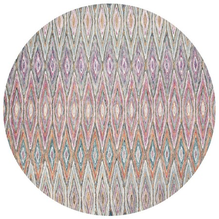 Safavieh 7 x 7 ft. Aspen 805M Hand Tufted Round Area Rug; Blue & Pink APN805M-7R